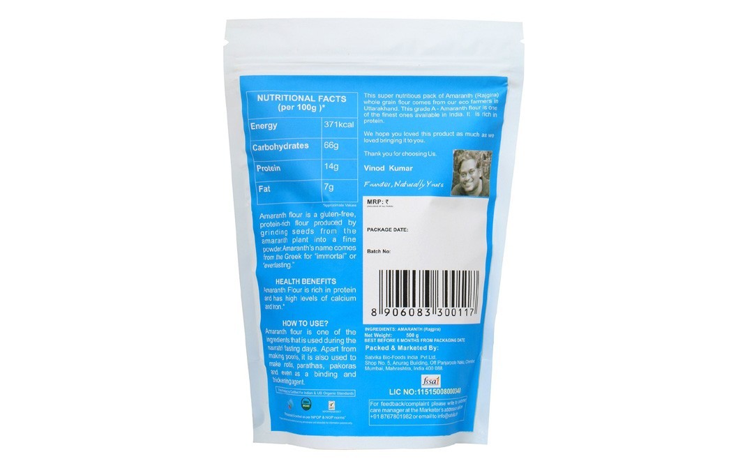 Naturally yours Organic Amaranth Flour   Pack  500 grams